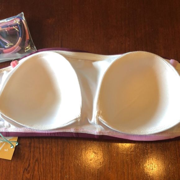 NWT Kona Sol stripped bandeau bikini top Medium, straps - Picture 3 of 11